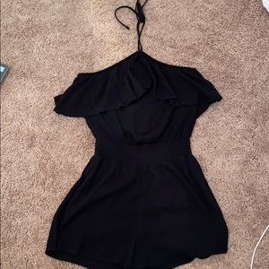 Halter tie black romper